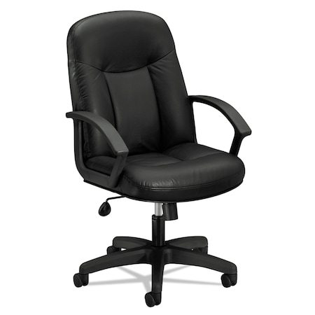 Hon Basyx Executive Chair Chair, Hi-Back, Leather, Fxdarm, Black, Fixed Arms, Leather, Black BSXVL601SB11